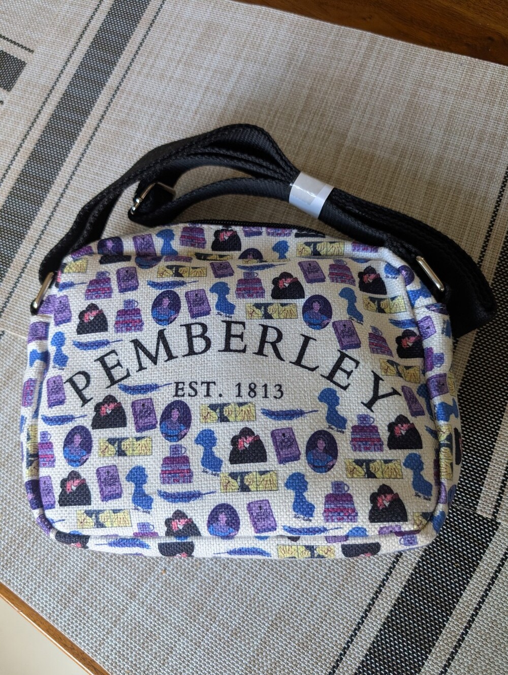 Pemberley Printed Mini Crossbody Bag in Purple & Blue